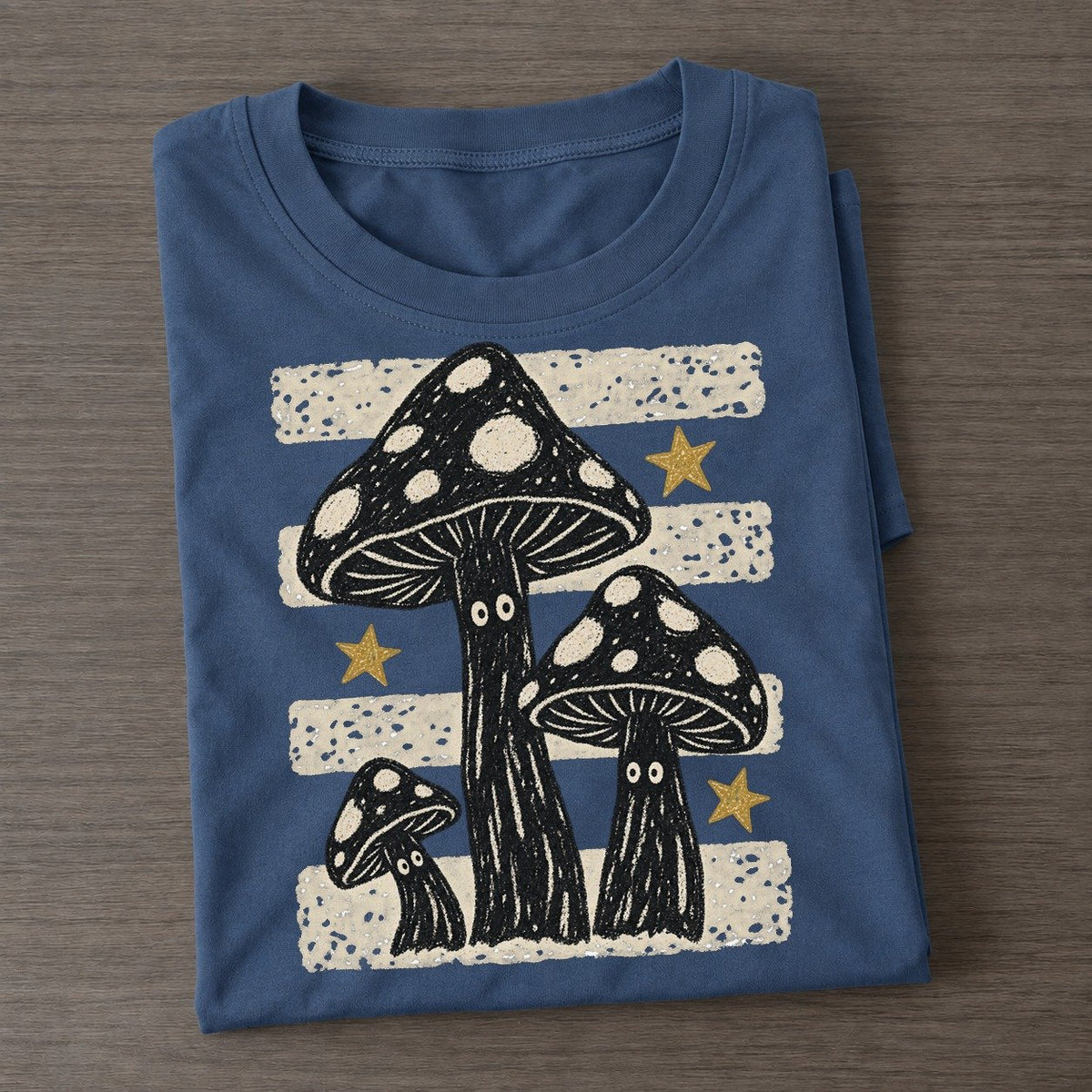 Chalk Toadstools Night Stripes Classic T-shirt – Twilight Navy