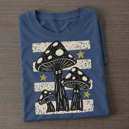 Chalk Toadstools Night Stripes Classic T-shirt – Twilight Navy