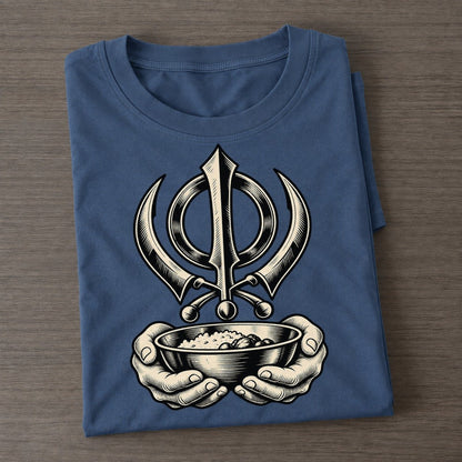 Sikh Khanda And Seva Bowl World Faiths Ink Figures Classic T-shirt – Twilight Navy