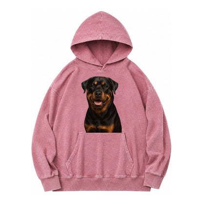 Rottweiler Powerful Guardian Vintage Washed Hoodie – Dusty Rose
