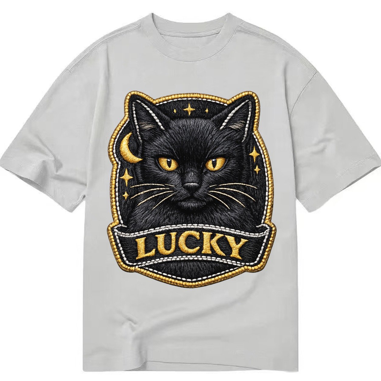 Lucky Black Cat Badge 064dd1 Classic T-shirt – Grey