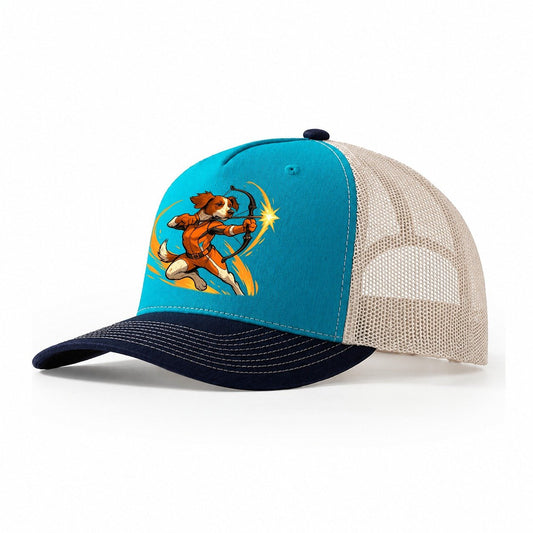 Brittany Hawkeye Hunting Heritage Compound Bow Gear Orange W Trucker Hat – Teal-Navy
