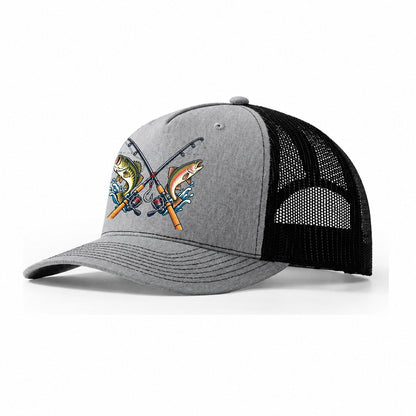 Crossed Rods Fishing Elegant Trucker Hat – Sport Grey Black