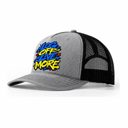 Log Off Live More Tee Graphic Trucker Hat – Sport Grey Black
