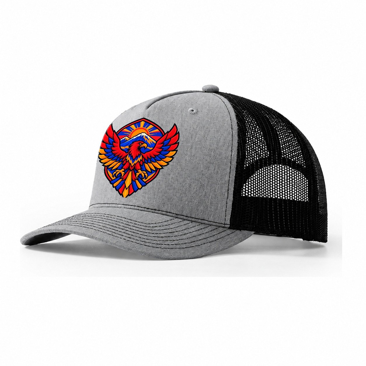 Armenia Minimal Emblem Country Logos Trucker Hat – Sport Grey Black