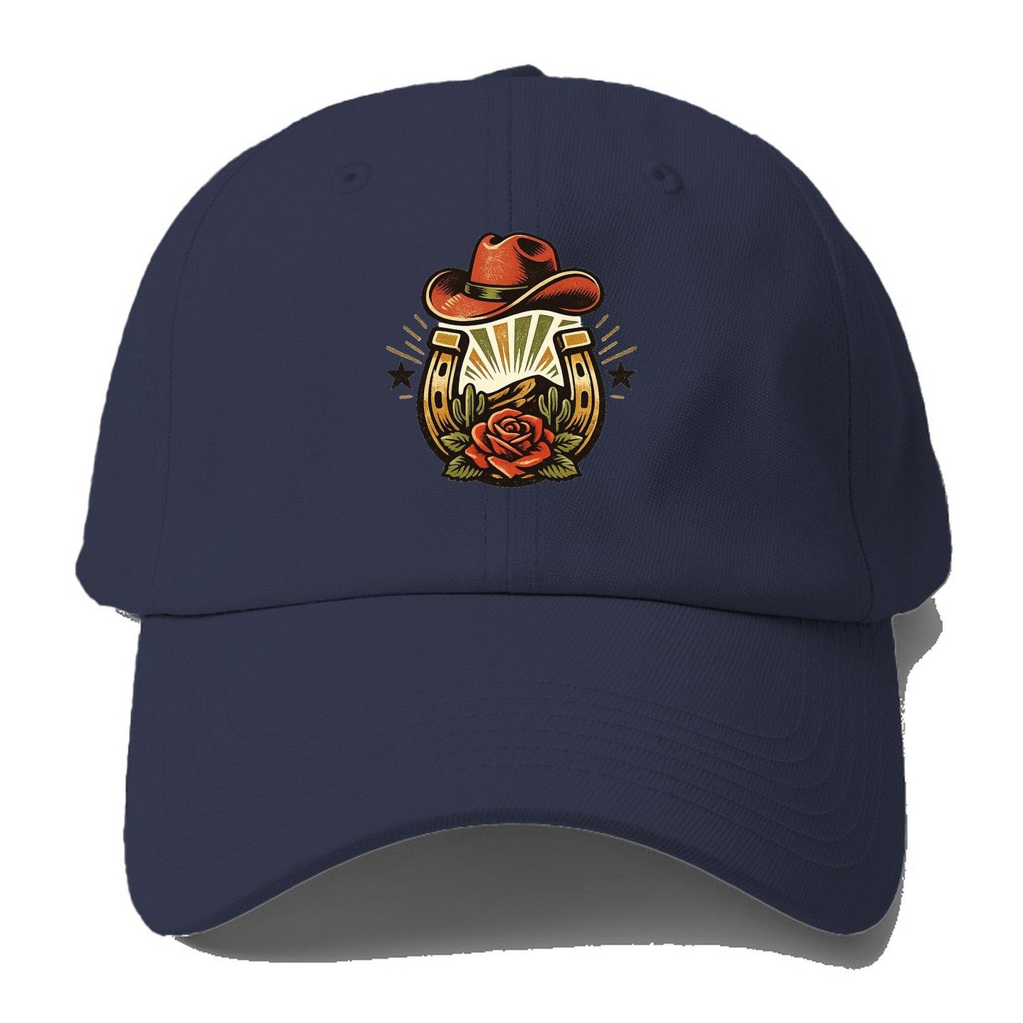 Western Horseshoe Rose Baseball Cap – Twilight Navy