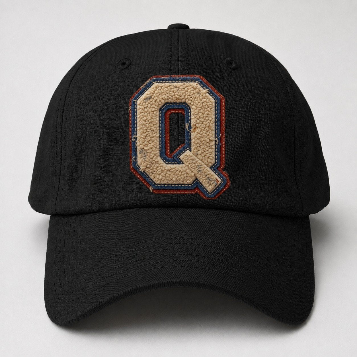 Varsity Chenille Q Monogram Baseball Cap – Black