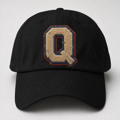 Varsity Chenille Q Monogram Baseball Cap – Black