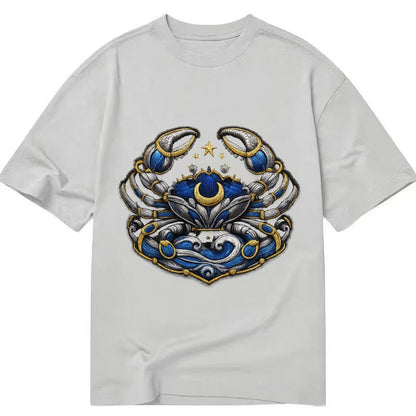 Embroidered Patch Design Cancer Crab Protective Crab In Silv Classic T-shirt – Grey