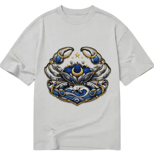 Embroidered Patch Design Cancer Crab Protective Crab In Silv Classic T-shirt – Grey