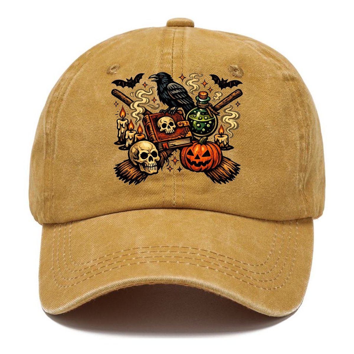 Vintage Witch Spellbook Raven Classic Cap – Golden Harvest