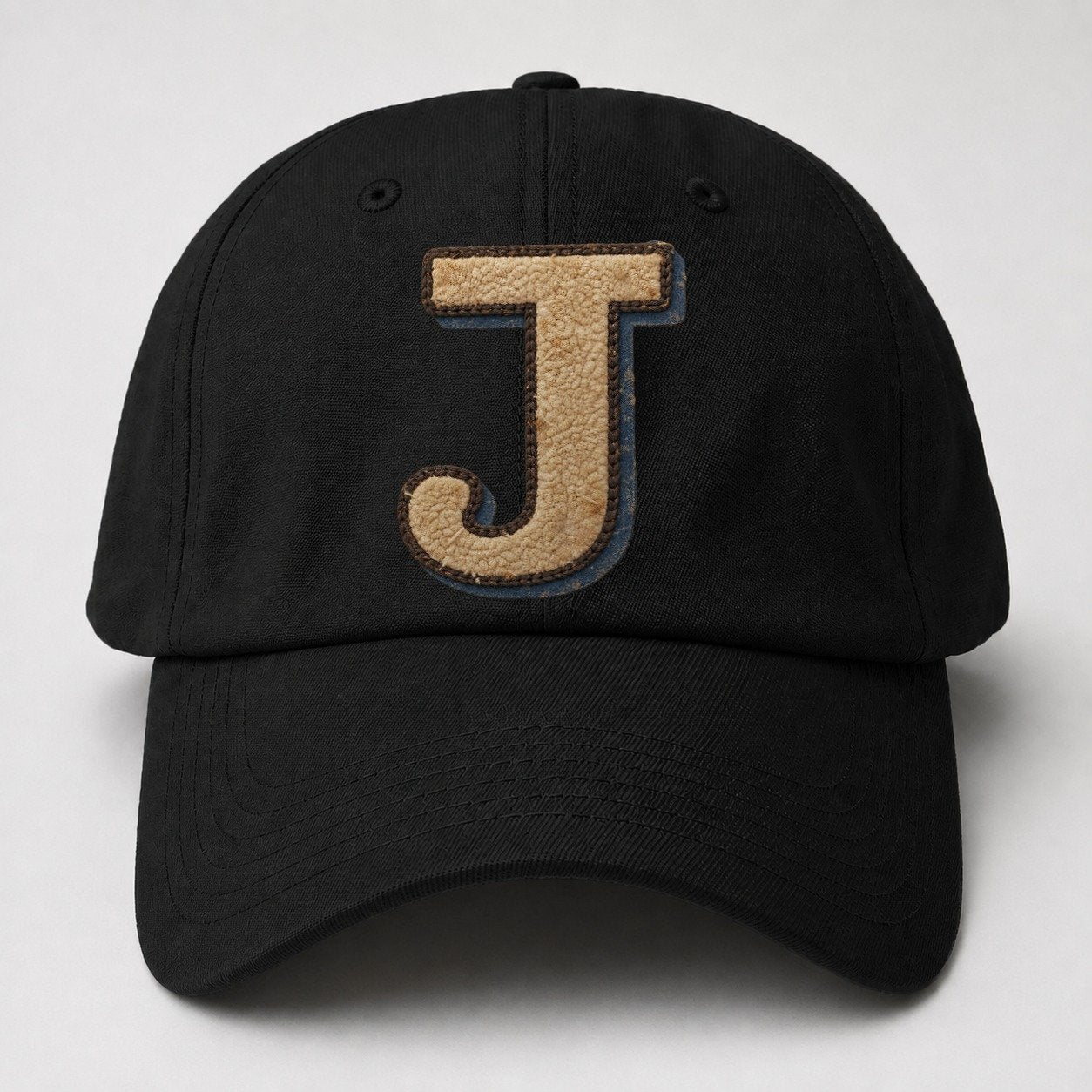 Varsity Chenille J Monogram Baseball Cap – Black