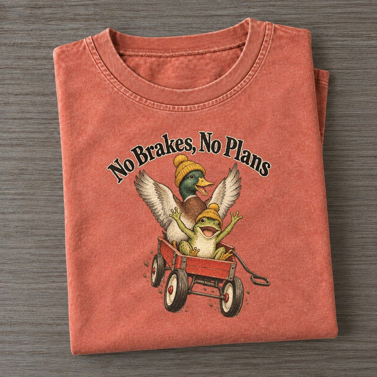 No Brakes No Plans Kerfuffle Club Vintage T-shirt – Terracotta