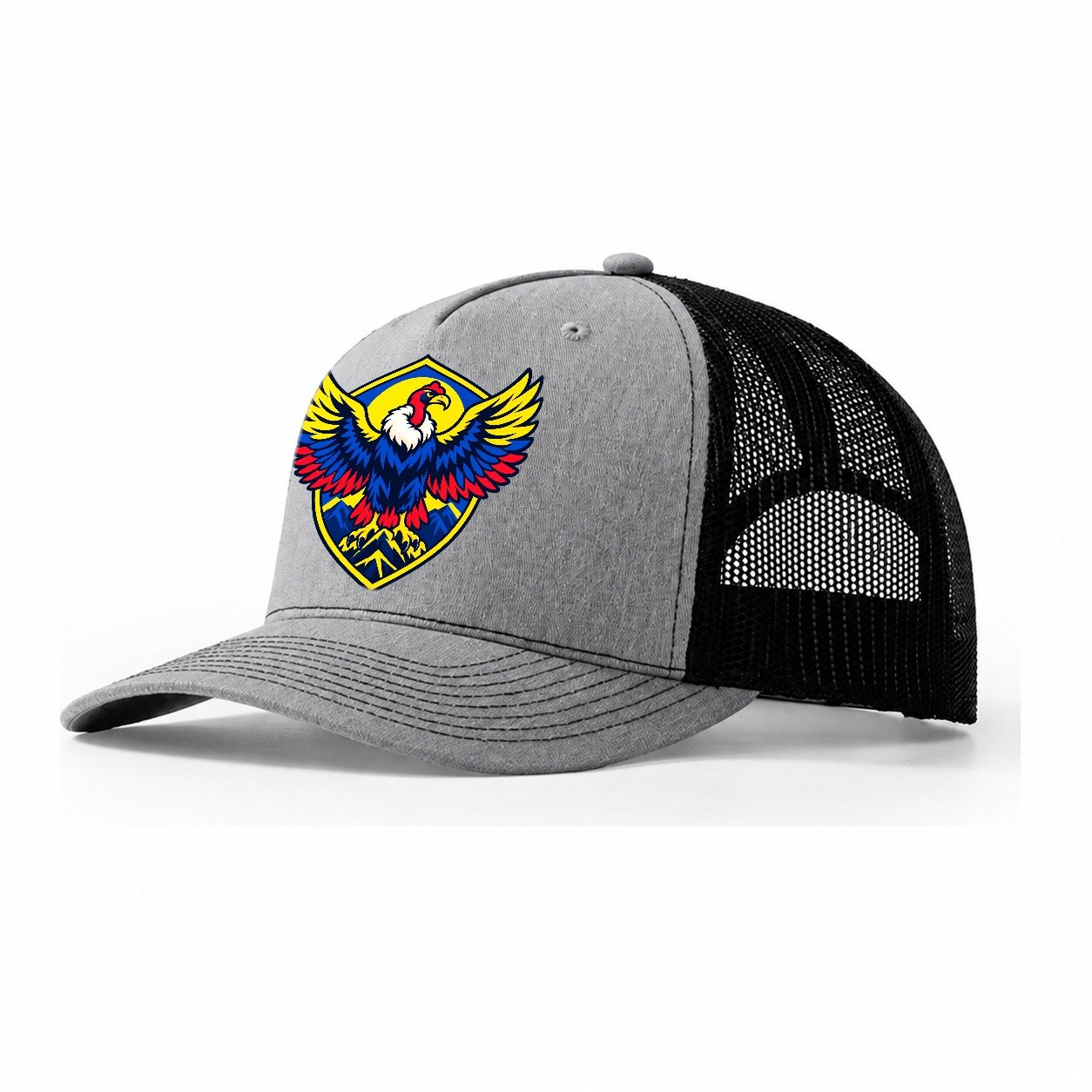 Colombia Minimal Emblem Country Logos Trucker Hat – Sport Grey Black