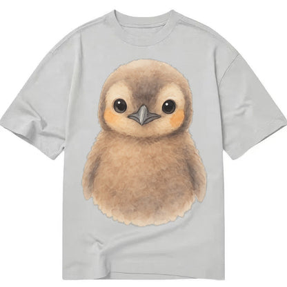 Baby King Penguin Orange Cheek Patches Fluffy Brown Large Ey Classic T-shirt – Grey