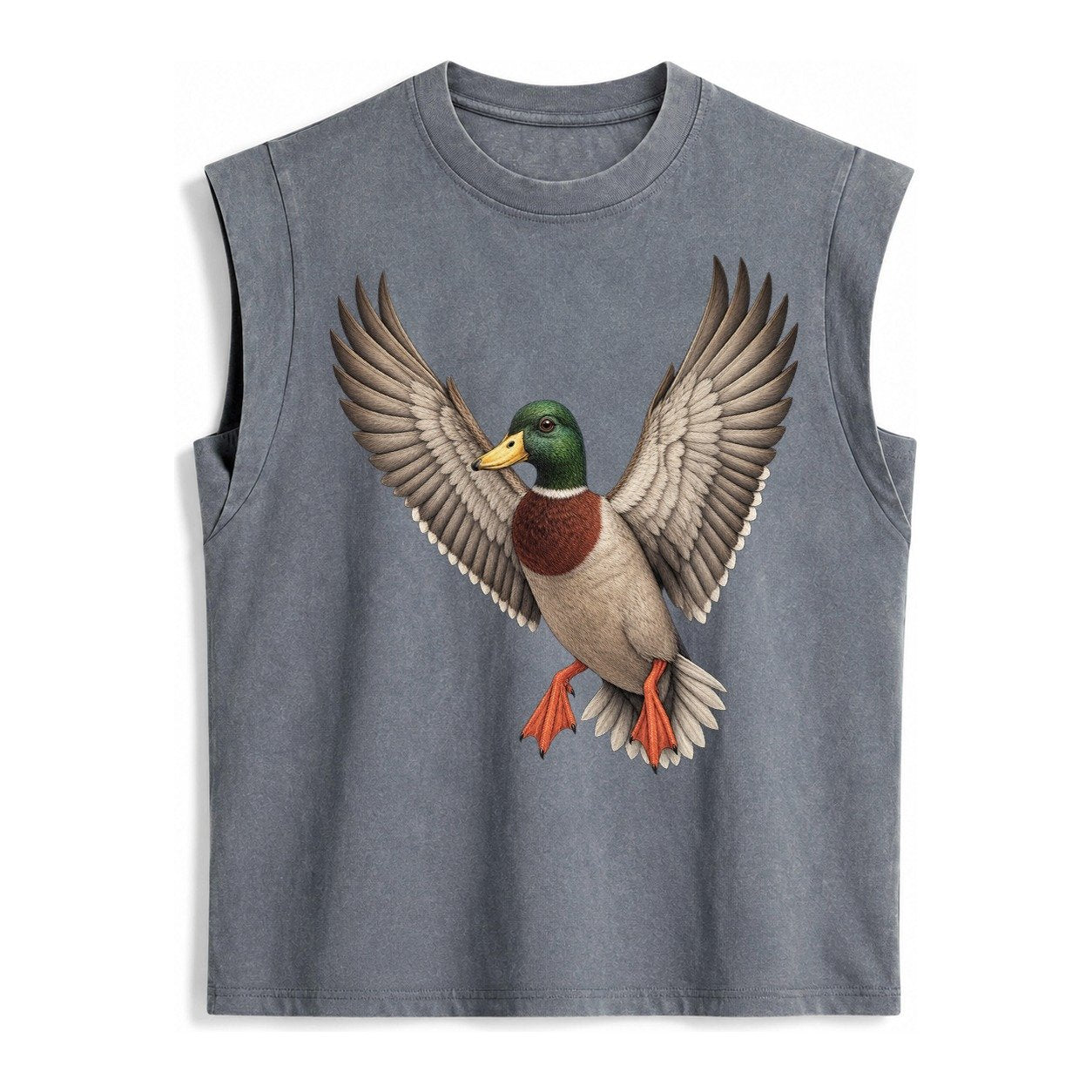 Mallard In Flight Vintage Washed Tank – Grey