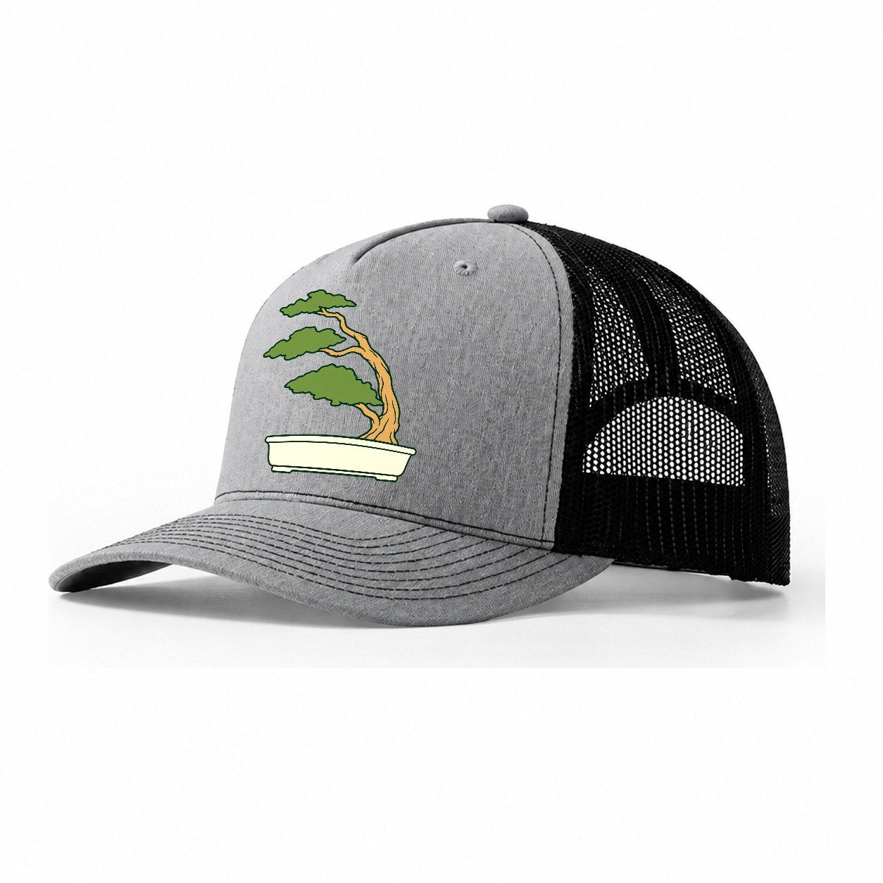 Windswept Juniper Form Bonsai Trucker Hat – Sport Grey Black