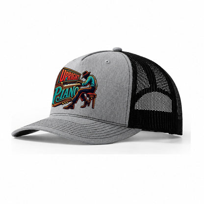 Upright Piano Wordmark Music Instruments Trucker Hat – Sport Grey Black
