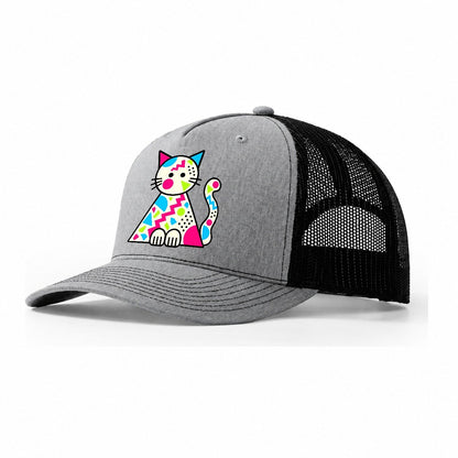 Triangle Cat Crazy Styles Trucker Hat – Sport Grey Black