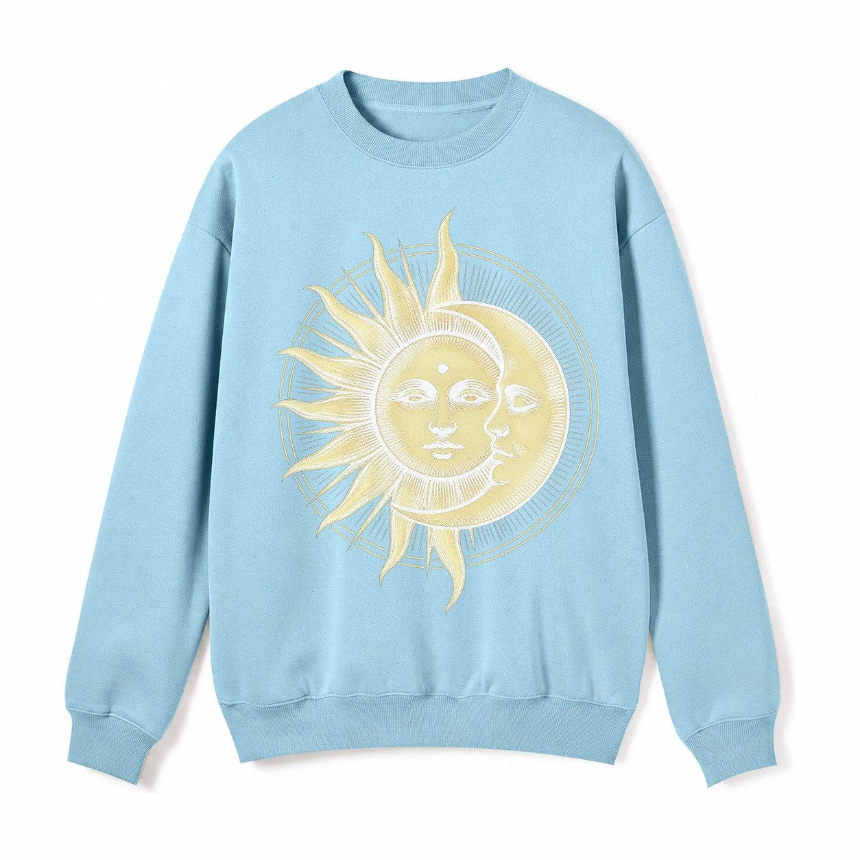Celestial Harmony Fleece Sweatshirt – Light Blue