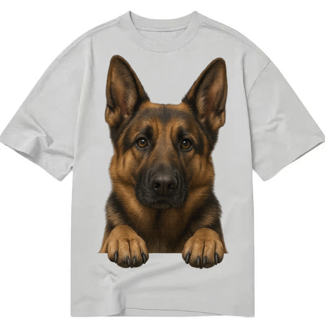 German Shepherd Alert Pointed Ears Intelligent Brown Eyes Bl Classic T-shirt – Grey