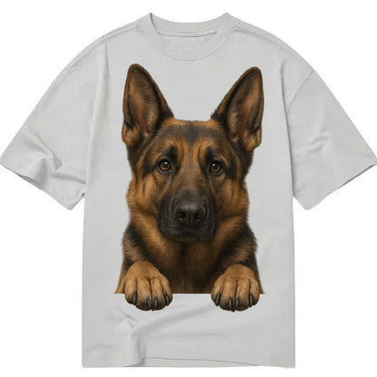 German Shepherd Alert Pointed Ears Intelligent Brown Eyes Bl Classic T-shirt – Grey