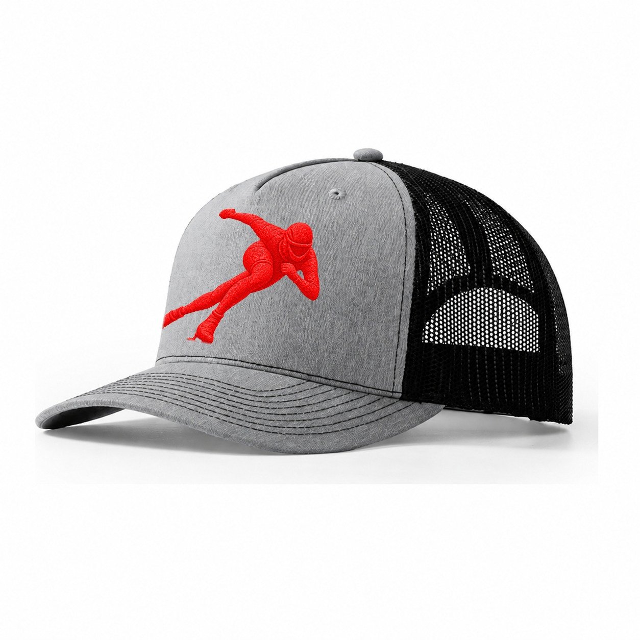 Speed Skater Corner Lean Micro Motion Mark Trucker Hat – Sport Grey Black