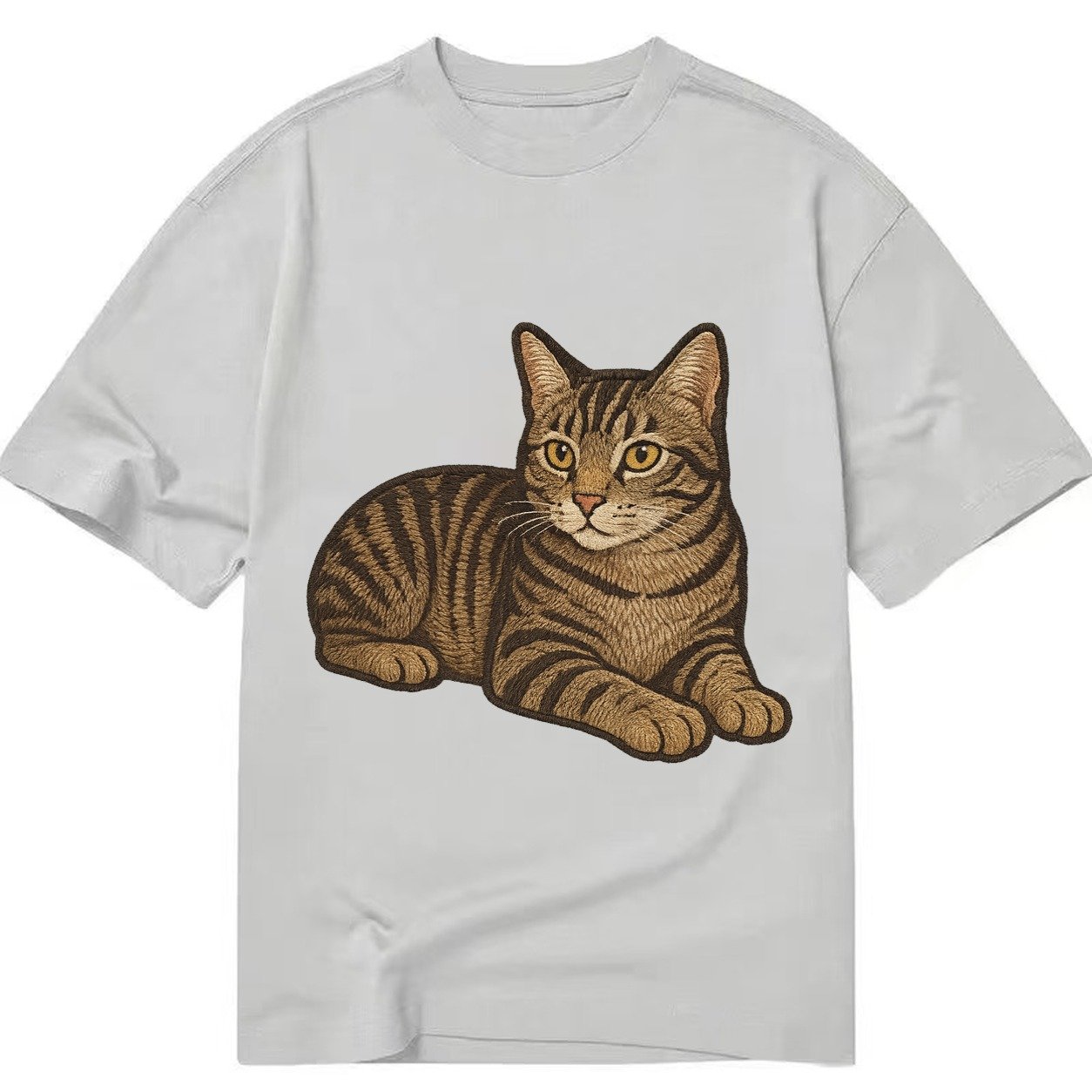 Manx Tailless Round Rump Relaxed Lying Down With Head Up Emb Classic T-shirt – Grey