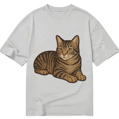 Manx Tailless Round Rump Relaxed Lying Down With Head Up Emb Classic T-shirt – Grey