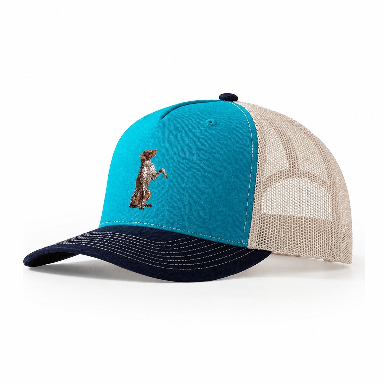 German Shorthaired Pointer 2 Trucker Hat – Teal-Navy