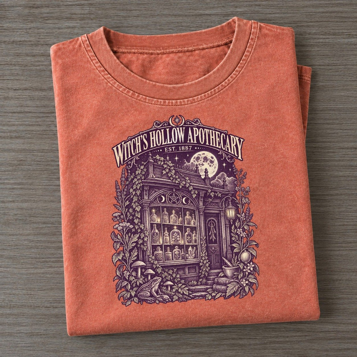 Witch Hollow Apothecary Midnight Haunt Vintage T-shirt – Terracotta