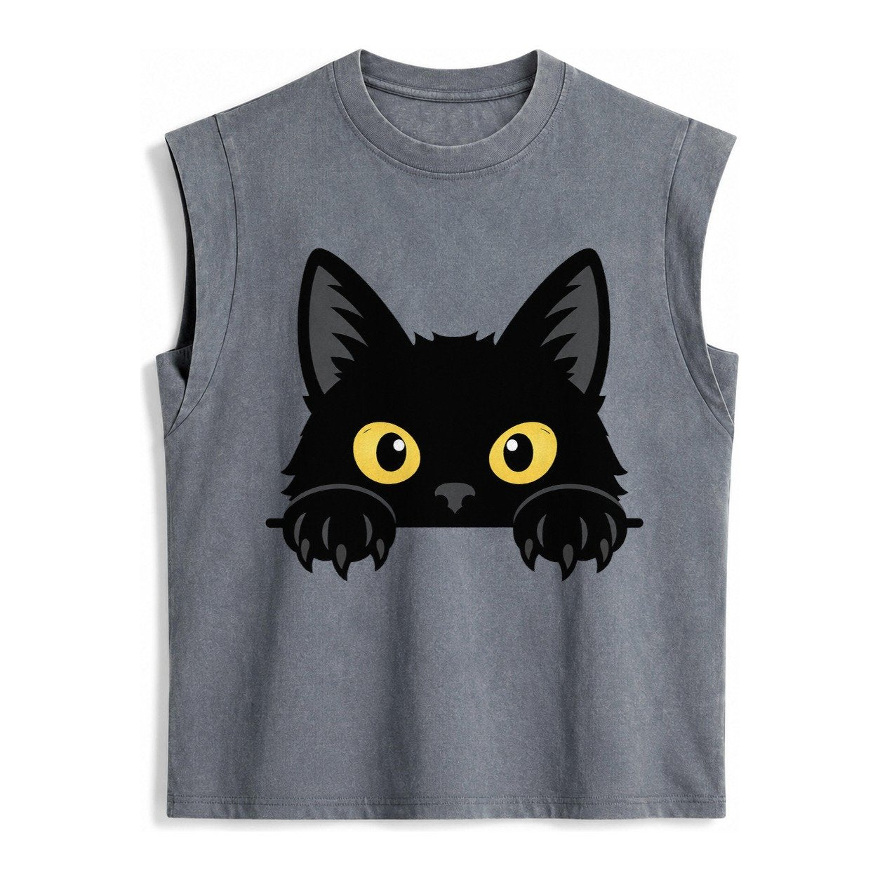 Black Cat Vintage Washed Tank – Grey