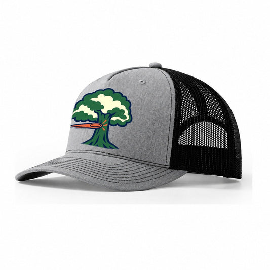 Tree Impact Diagram Disc Golf Trucker Hat – Sport Grey Black