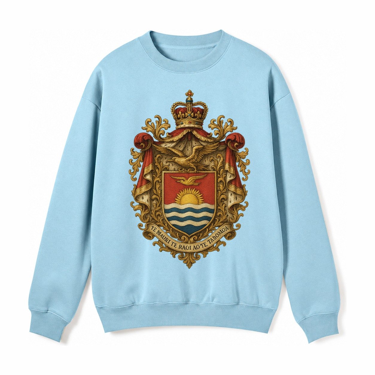 Golden Peace Embroidered Fleece Sweatshirt – Light Blue