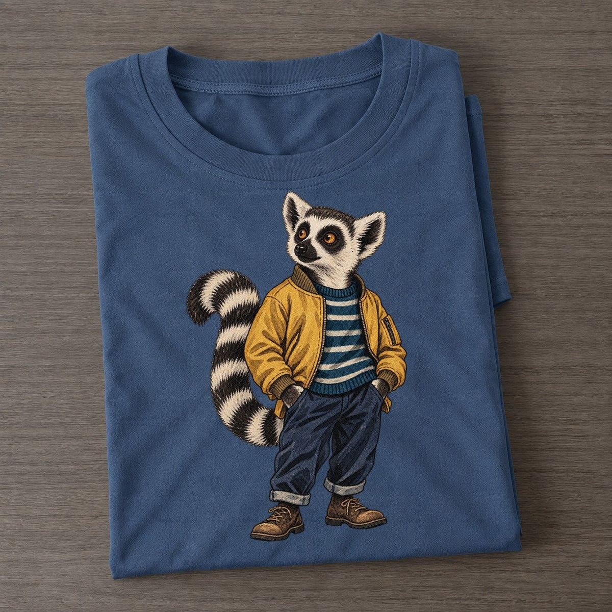 Ring Tailed Lemur Wardrobe Portrait Wild Wardrobe Portraits Classic T-shirt – Twilight Navy