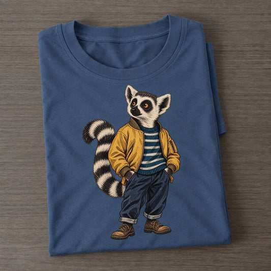 Ring Tailed Lemur Wardrobe Portrait Wild Wardrobe Portraits Classic T-shirt – Twilight Navy