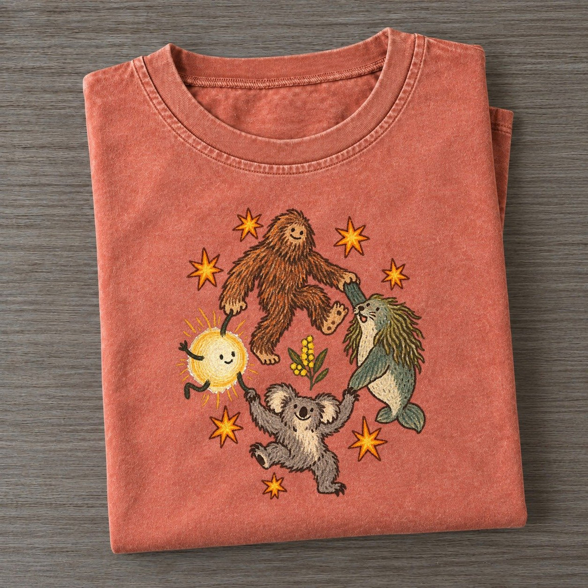 Outback Stomp Cryptid Hoedown Vintage T-shirt – Terracotta
