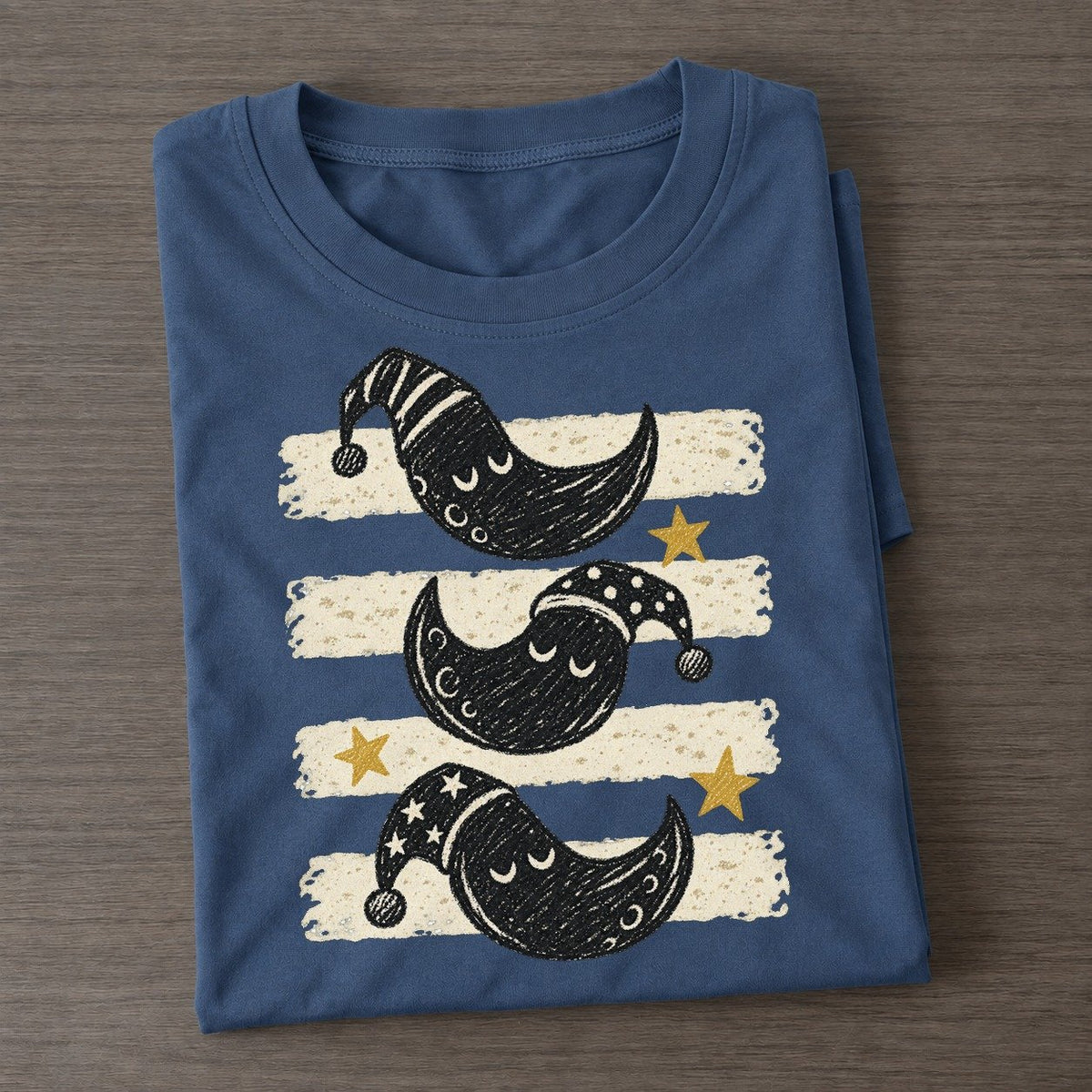 Chalk Sleepy Moons Night Stripes Classic T-shirt – Twilight Navy