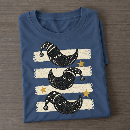 Chalk Sleepy Moons Night Stripes Classic T-shirt – Twilight Navy