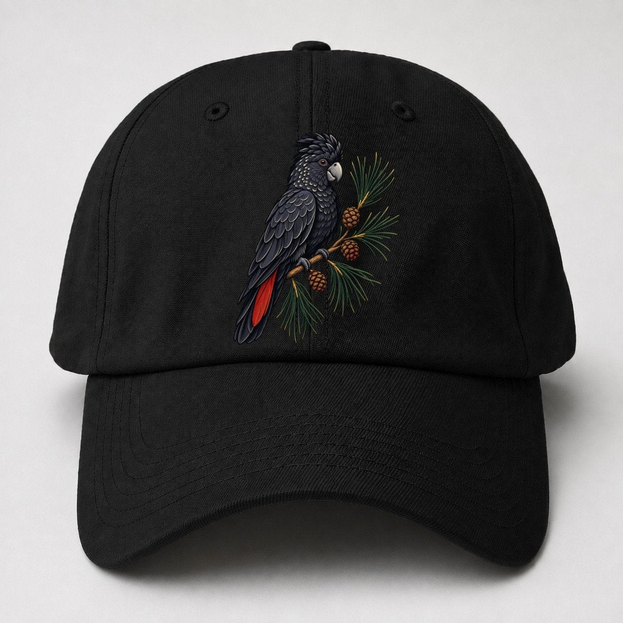 Glossy Black Cockatoo And She Oak Cones Australia Cultural Icons Baseball Cap – Black