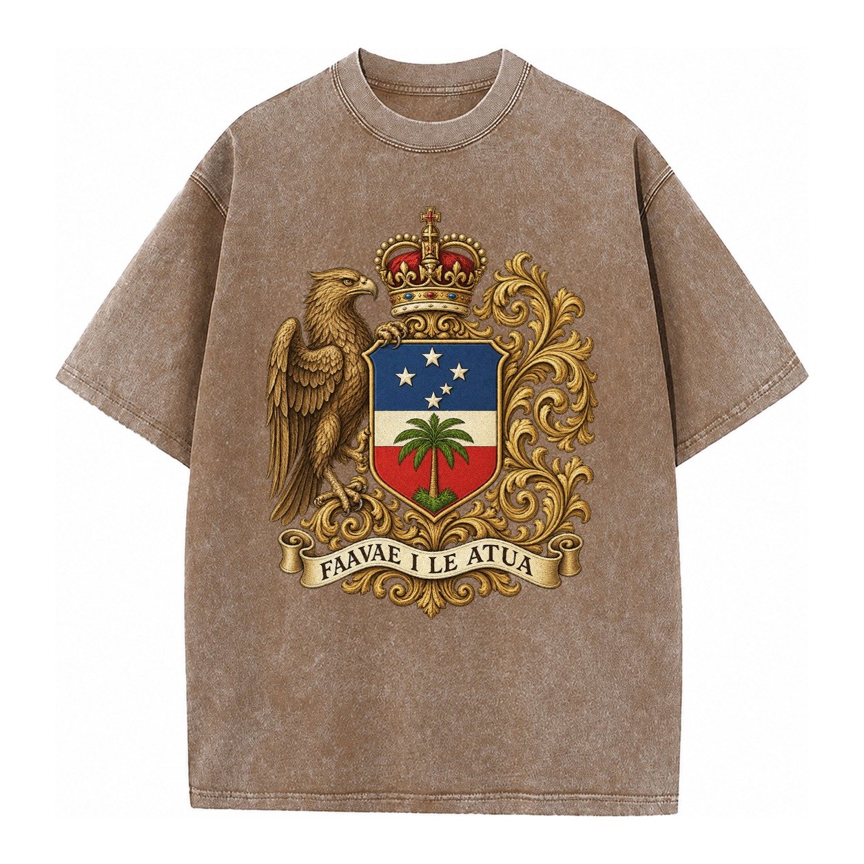 South Africa Springbok Emblem Springbok With Protea Green Go Vintage T-shirt – Brown