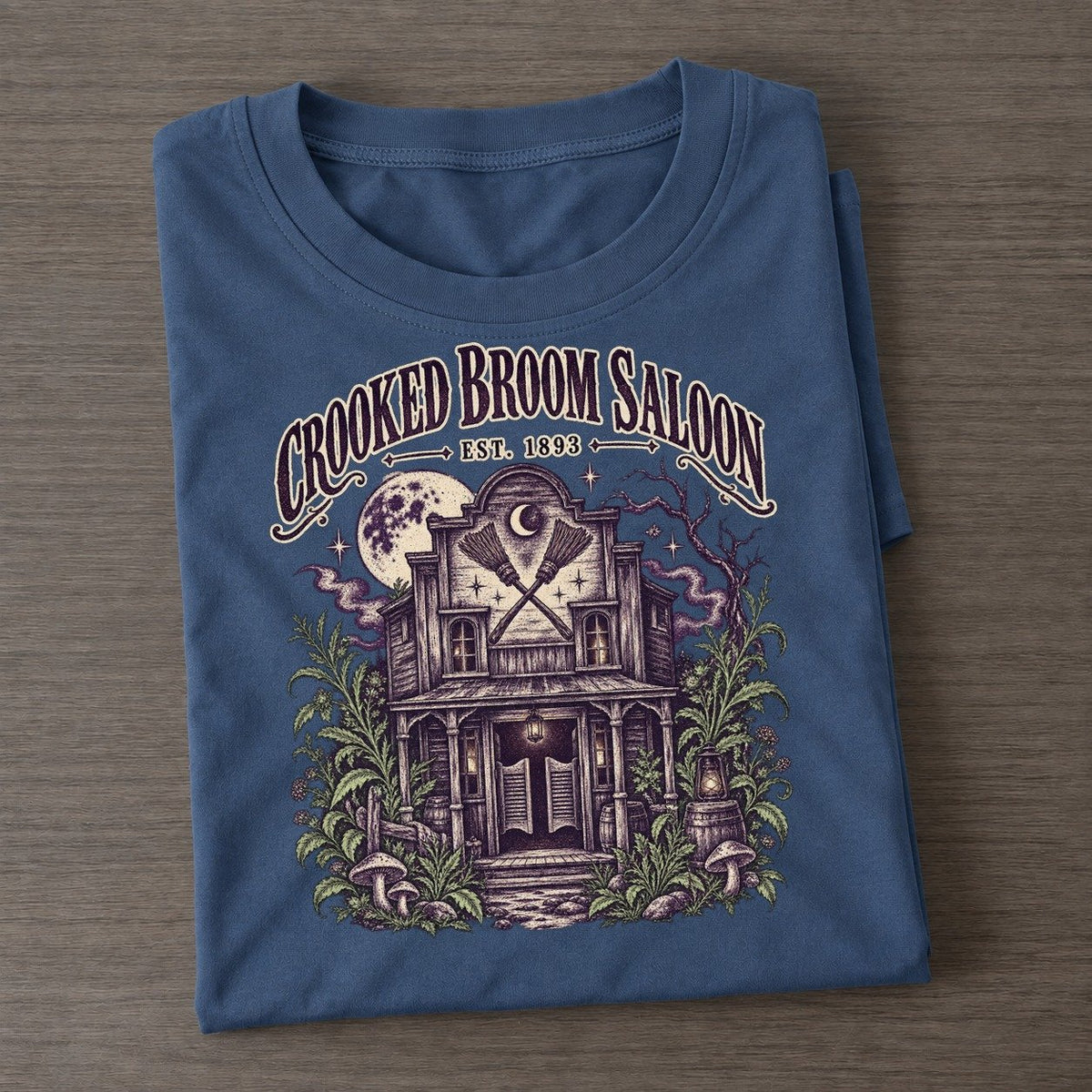 Crooked Broom Saloon Midnight Haunt Classic T-shirt – Twilight Navy