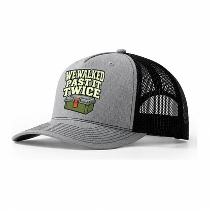 We Walked Past It Twice Geocaching Trucker Hat – Sport Grey Black