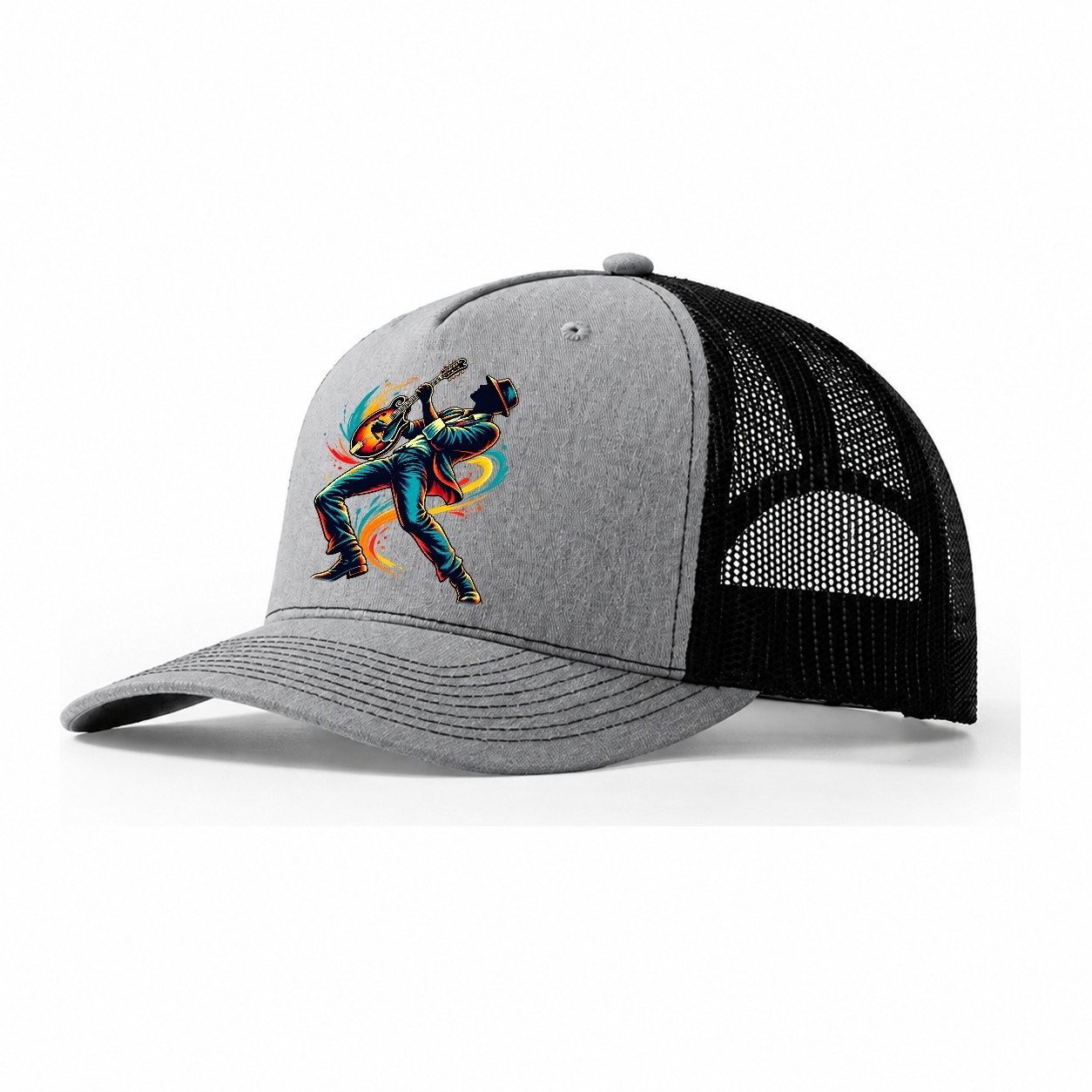 Mandolin Icon Music Instruments Trucker Hat – Sport Grey Black