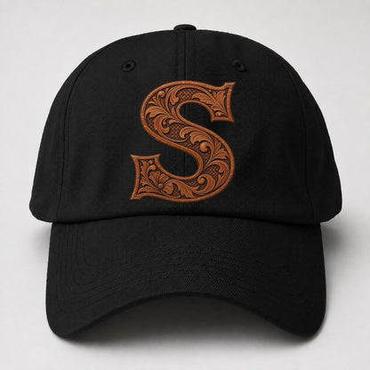 Tooled Leather S Monogram Baseball Cap – Black