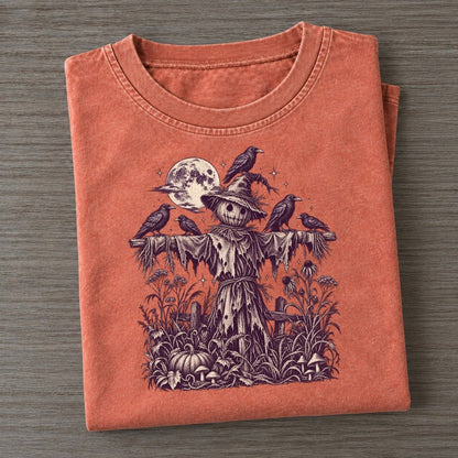 Crows On The Scarecrow Midnight Haunt Vintage T-shirt – Terracotta