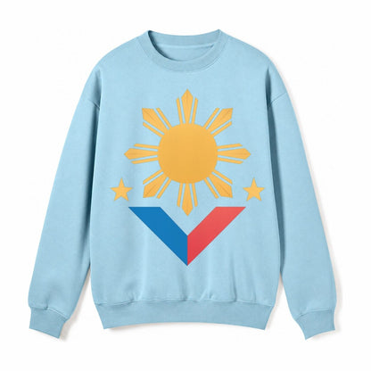Philippines Flag Sun And Fleece Sweatshirt – Light Blue