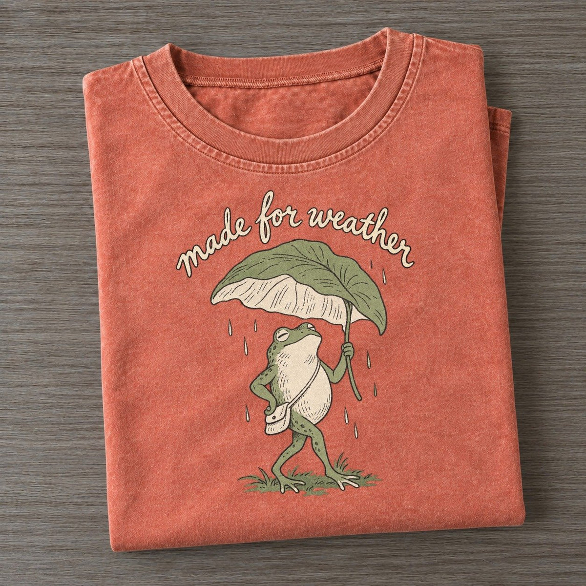 Leaf Umbrella Pond Folk Vintage T-shirt – Terracotta