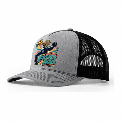 Vintage French Horn Music Instruments Trucker Hat – Sport Grey Black