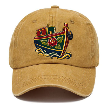 Canal Narrowboat Rose Painted Bow Uk Culture Heritage Classic Cap – Golden Harvest